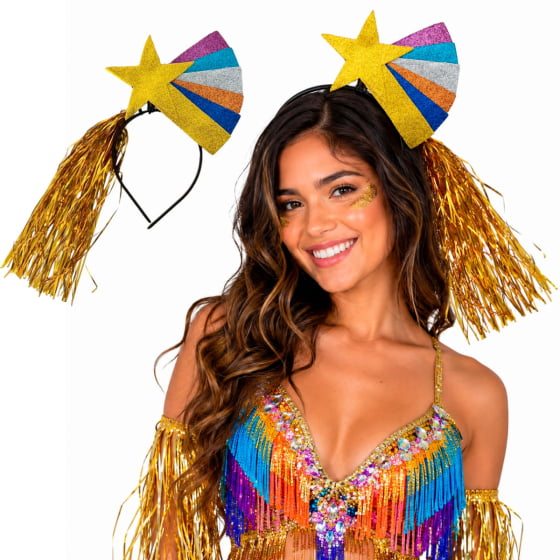 Tiara Colorida Arco Iris Acessório Carnaval Bloquinho Tiara Colorida Arco Iris Acessório Carnaval Bloquinho