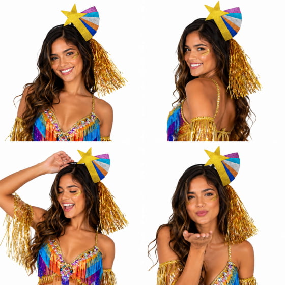 Tiara Colorida Arco Iris Acessório Carnaval Bloquinho