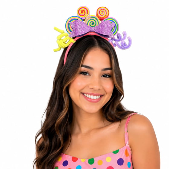 Tiara Colorida Doces e Guloseimas em EVA