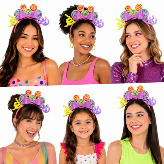 Tiara Colorida Doces e Guloseimas em EVA
