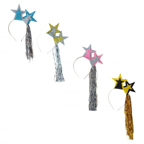 Tiara Constelação Estrela com Franjas Carnaval Bloquinho Reveillon