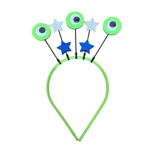 Tiara Divertida 3 Olhos Verdes Alienígena Alien Carnaval