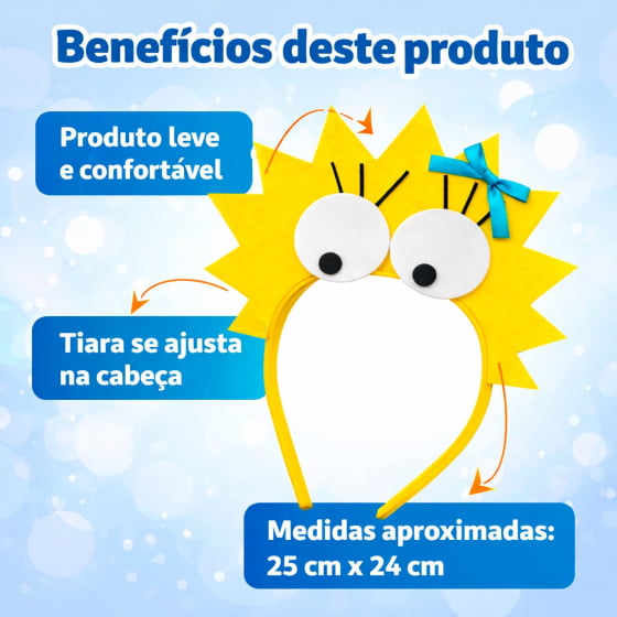 Tiara Maluca Cabelo Amarelo com Olhos e Cílios Carnaval