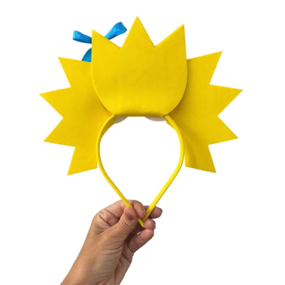 Tiara Maluca Cabelo Amarelo com Olhos e Cílios Carnaval