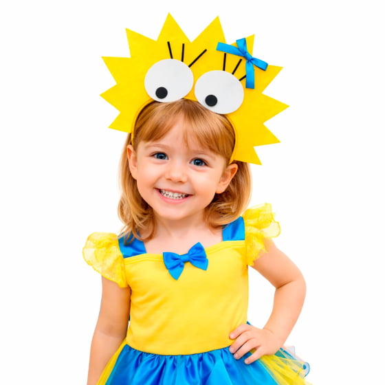 Tiara Maluca Cabelo Amarelo com Olhos e Cílios Carnaval