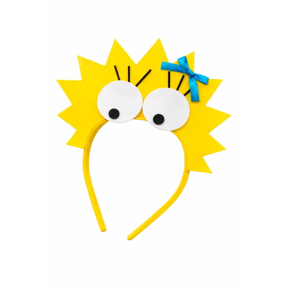 Tiara Maluca Cabelo Amarelo com Olhos e Cílios Carnaval