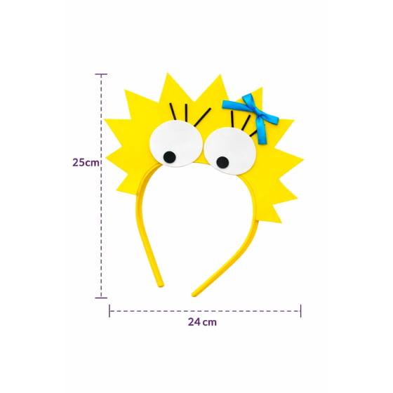 Tiara Maluca Cabelo Amarelo com Olhos e Cílios Carnaval