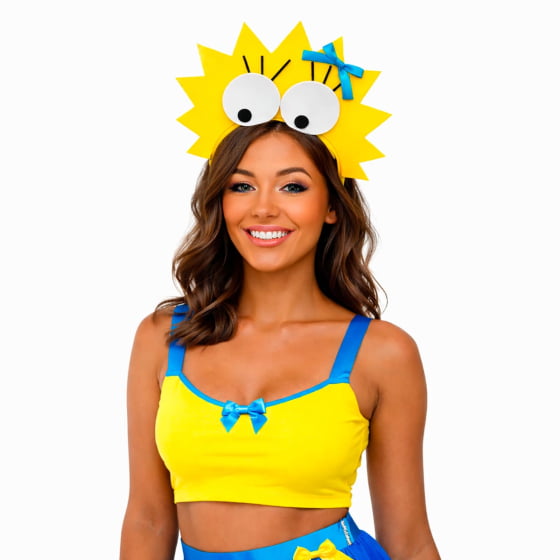 Tiara Maluca Cabelo Amarelo com Olhos e Cílios Carnaval