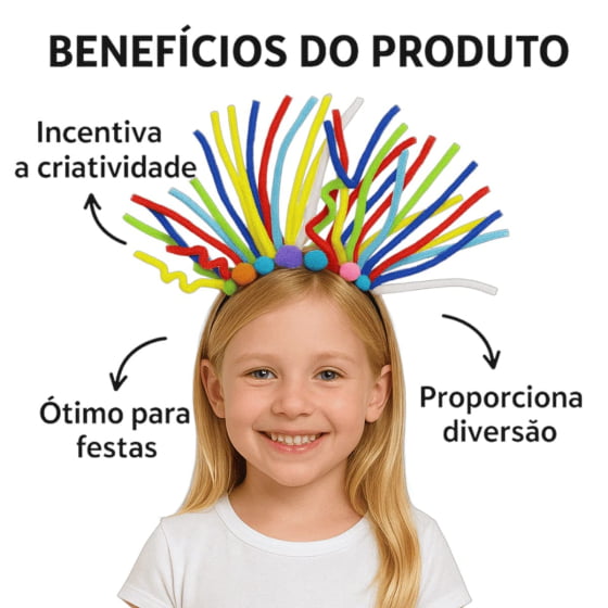 Tiara Maluquinha Hastes Flexíveis para Moldar Cabelo Maluco