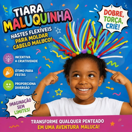 Tiara Maluquinha Hastes Flexíveis para Moldar Cabelo Maluco