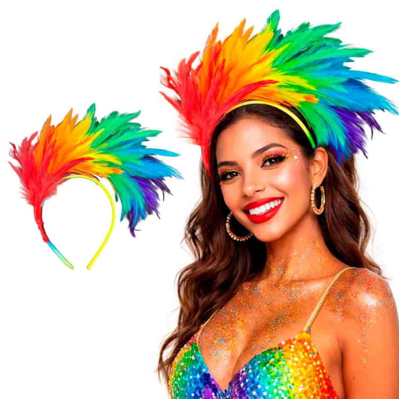 Tiara Penas Coloridas Carnaval Bloquinho