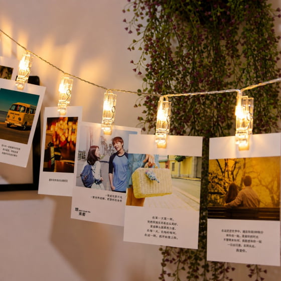 Varal de Led Pisca Prendedor 3,6 Metros para Fotos
