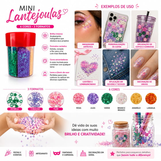 Pote Mini Lantejoulas Sortidas 6 Cores