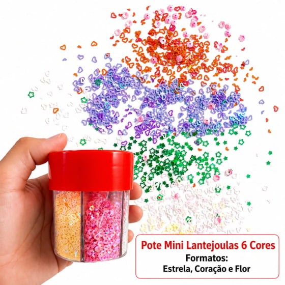 Pote Mini Lantejoulas Sortidas 6 Cores