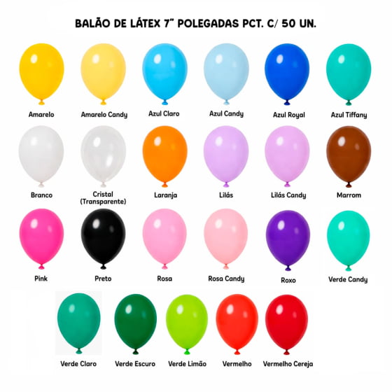 Balão Bexiga Látex Festball Número 7 Liso - 50 unidades