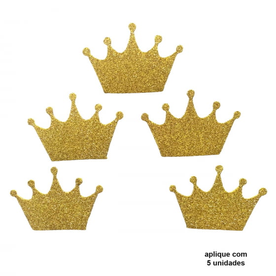 Aplique Coroa de Princesa EVA Glitter para Decoração