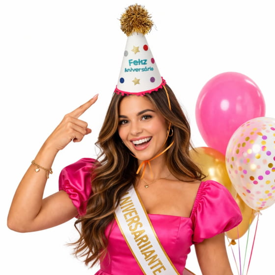 Chapéu de Aniversário Tradicional Luxo Divertido
