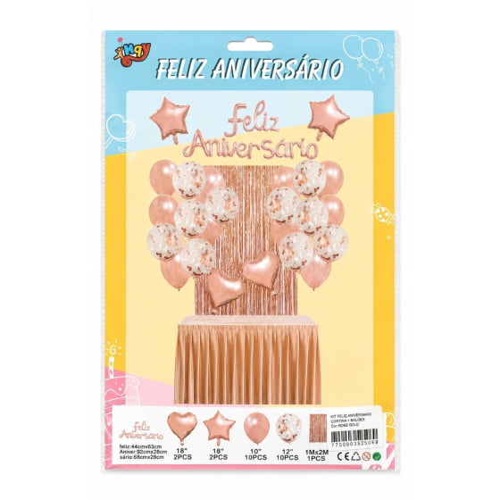 Kit Feliz Aniversário (Cortina + Balões)