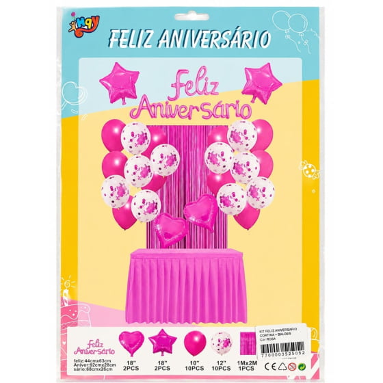 Kit Feliz Aniversário (Cortina + Balões)