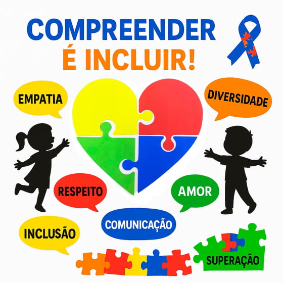 Painel Decorativo em EVA Coração Quebra-Cabeça Autismo