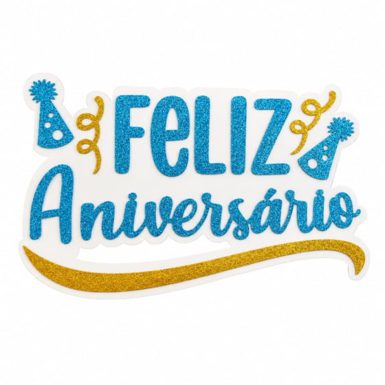 Painel Feliz Aniversário EVA com Glitter Escolha a Cor