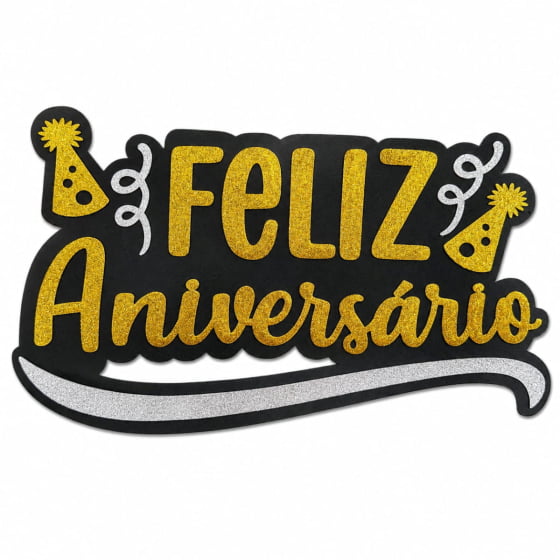 Painel Feliz Aniversário EVA com Glitter Escolha a Cor