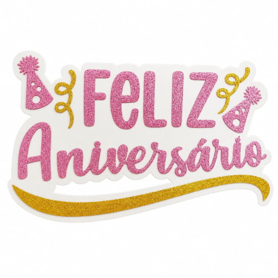Painel Feliz Aniversário EVA com Glitter Escolha a Cor