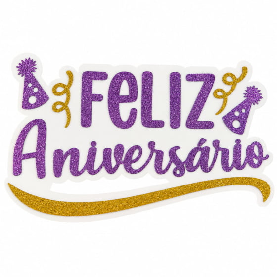 Painel Feliz Aniversário EVA com Glitter Escolha a Cor