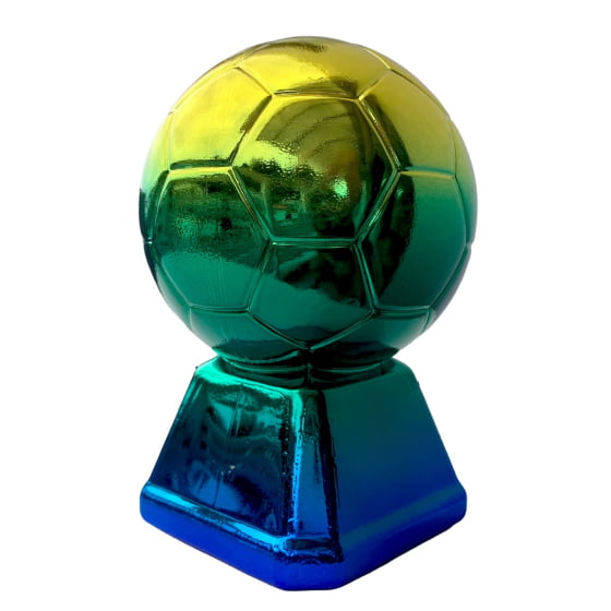 Troféu Decorativo Bola de Futebol Colorido Degradê