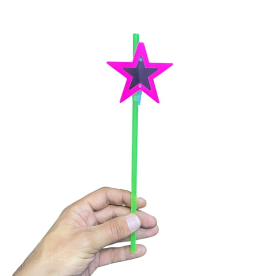 Canudo Decorativo Estrela Neon - 10 unidades