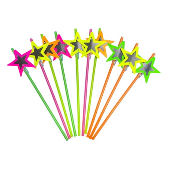 Canudo Decorativo Estrela Neon - 10 unidades