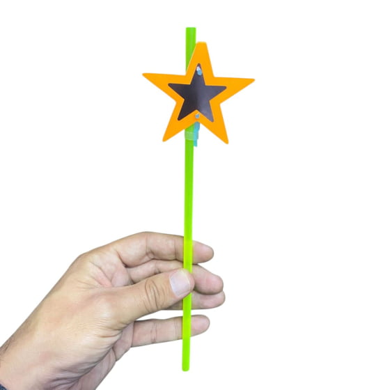 Canudo Decorativo Estrela Neon - 10 unidades