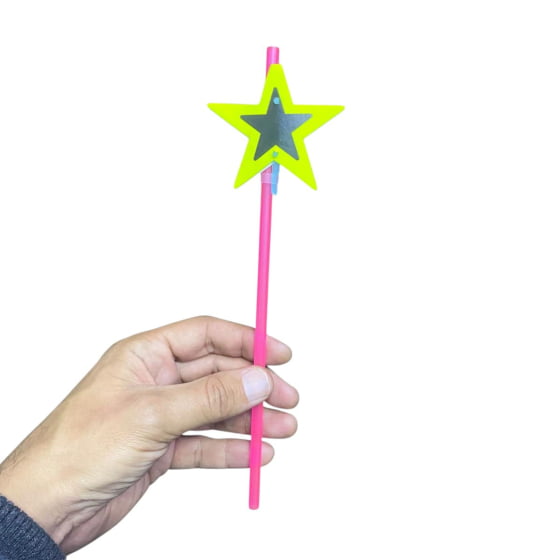 Canudo Decorativo Estrela Neon - 10 unidades