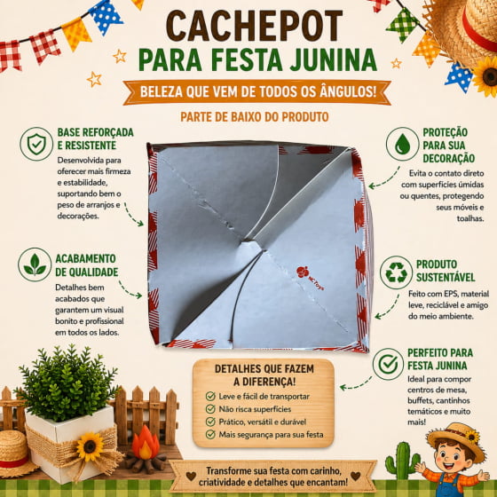 Cachepot de Papel Cartonado Xadrez 10 Unidades