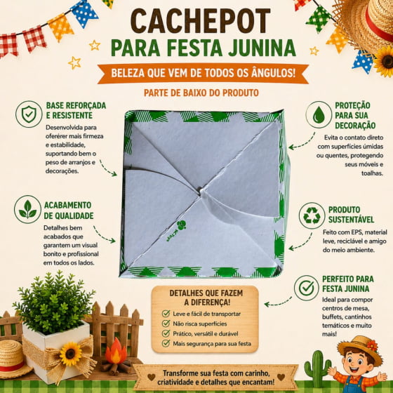 Cachepot de Papel Cartonado Xadrez 10 Unidades