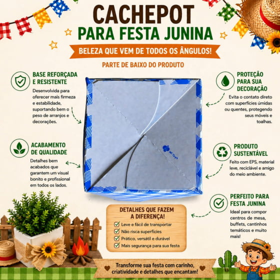 Cachepot de Papel Cartonado Xadrez 10 Unidades