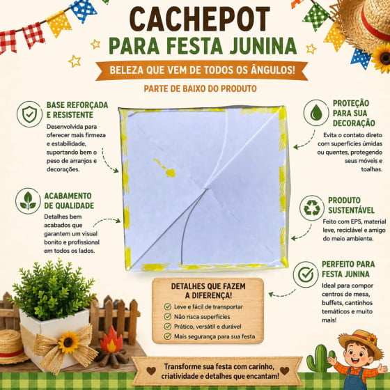 Cachepot de Papel Cartonado Xadrez 10 Unidades