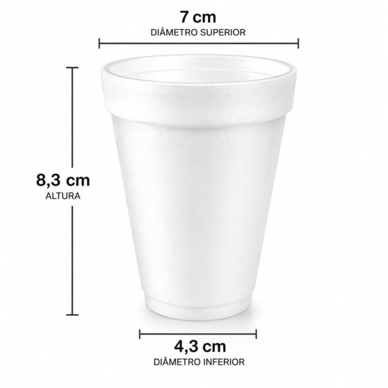 Copo Térmico Isopor 180 ml Branco - 20 unidades