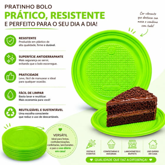 Prato de Bolo Descartável 15 cm Escolha a Cor - 10 unidades