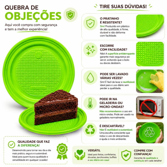 Prato de Bolo Descartável 15 cm Escolha a Cor - 10 unidades