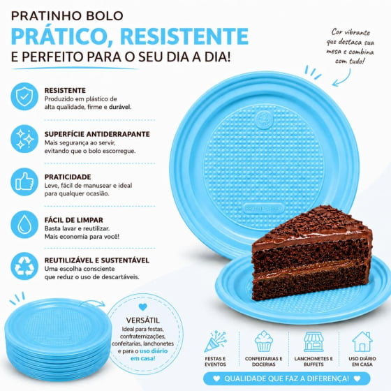 Prato de Bolo Descartável 15 cm Escolha a Cor - 10 unidades