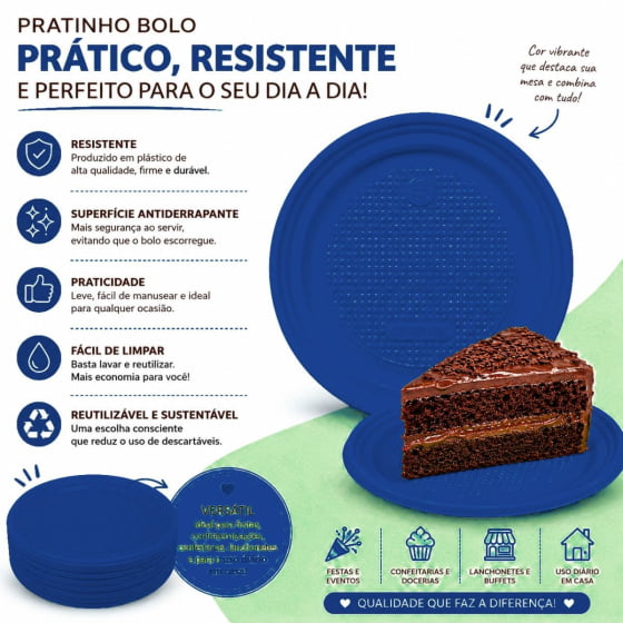 Prato de Bolo Descartável 15 cm Escolha a Cor - 10 unidades