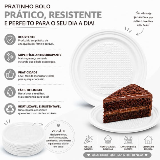 Prato de Bolo Descartável 15 cm Escolha a Cor - 10 unidades
