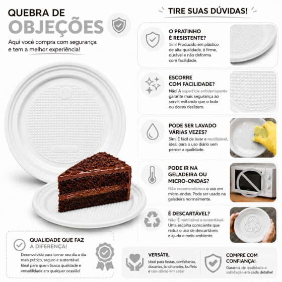 Prato de Bolo Descartável 15 cm Escolha a Cor - 10 unidades