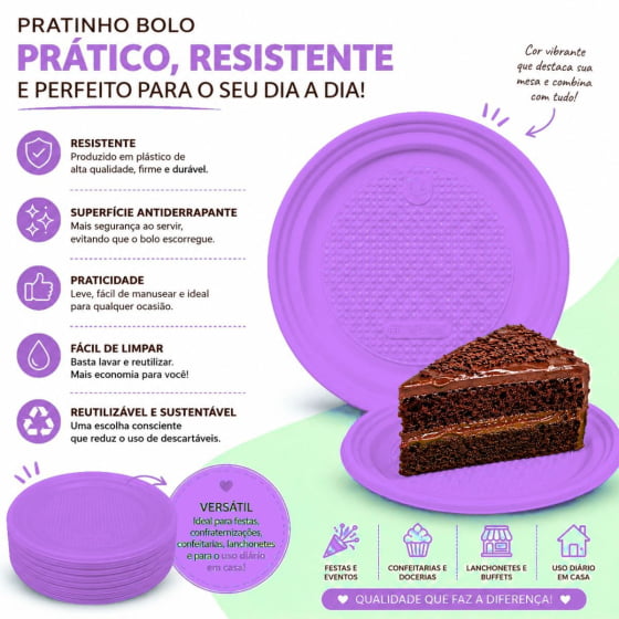 Prato de Bolo Descartável 15 cm Escolha a Cor - 10 unidades