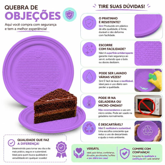Prato de Bolo Descartável 15 cm Escolha a Cor - 10 unidades