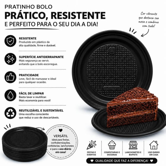 Prato de Bolo Descartável 15 cm Escolha a Cor - 10 unidades