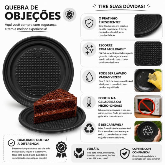 Prato de Bolo Descartável 15 cm Escolha a Cor - 10 unidades