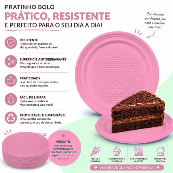 Prato de Bolo Descartável 15 cm Escolha a Cor - 10 unidades