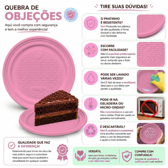Prato de Bolo Descartável 15 cm Escolha a Cor - 10 unidades